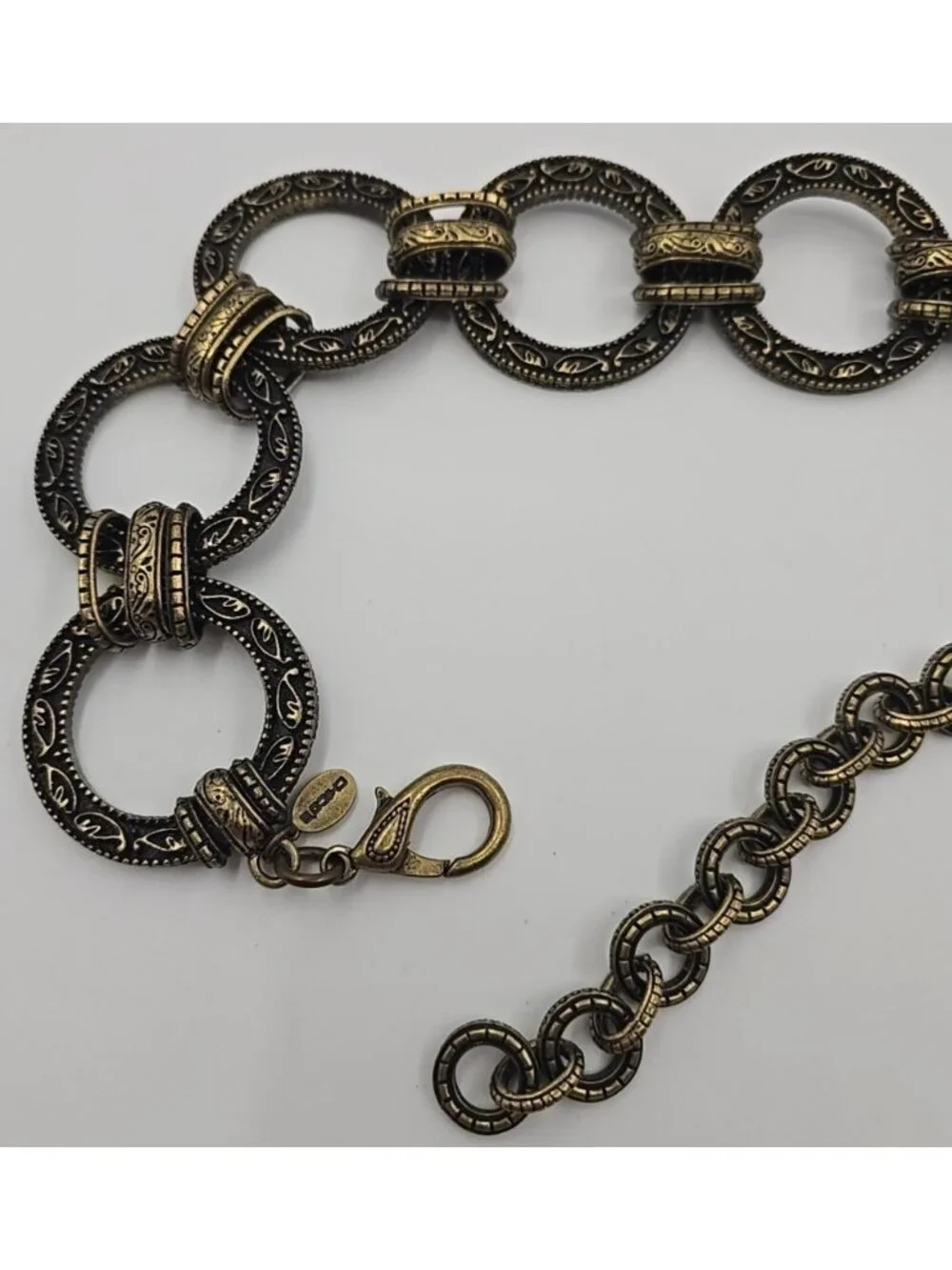 Chico's Heavy Chucky Metal Chain Belt Antique Brass Finish Adjustable up to 36